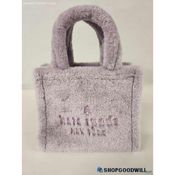 Kate Spade New York Ellie Faux Fur Small Tote Violet Mist Women's EUC - Picture 1 of 7